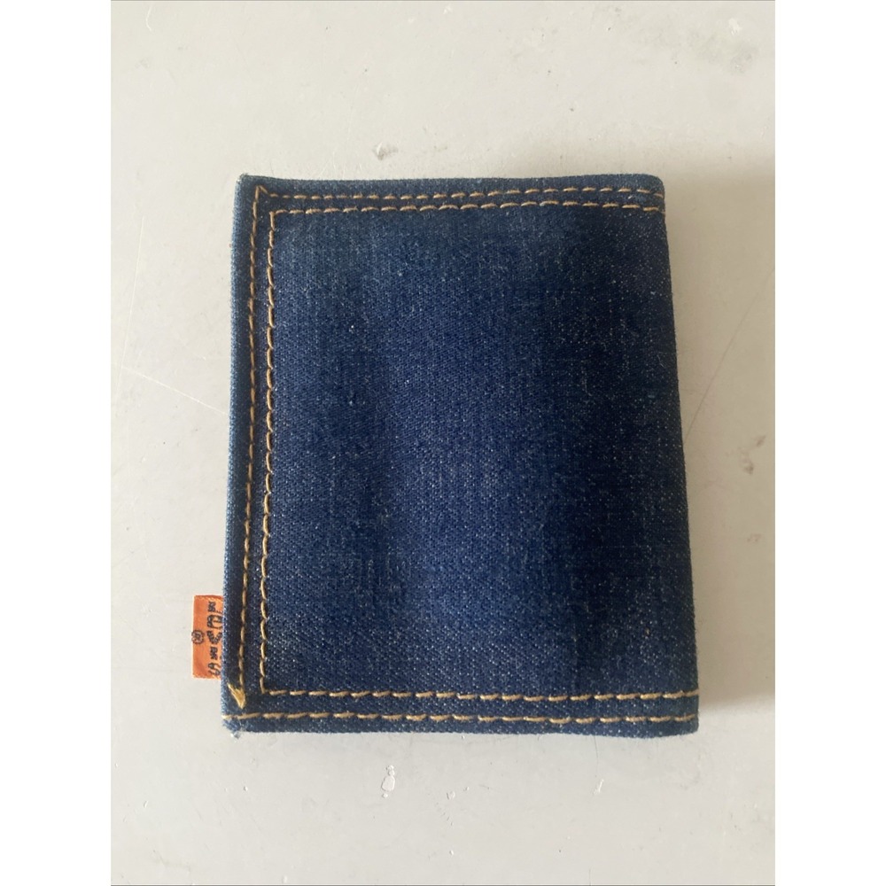 70s Vintage Levi's Orange Tab bifold leather / Denim wallet Rare